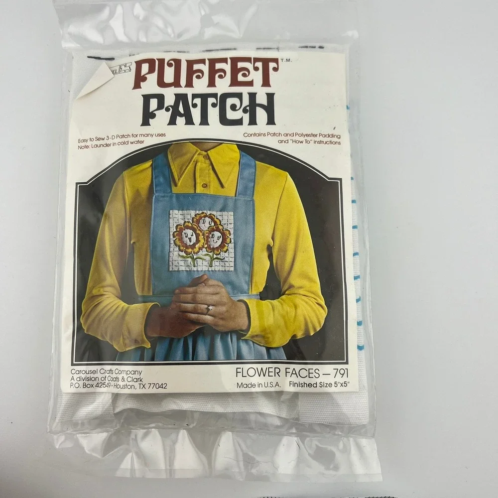 Vintage‎ Puffet Patch Flower Faces 791 Sealed Craft Kit Carousel Crafts